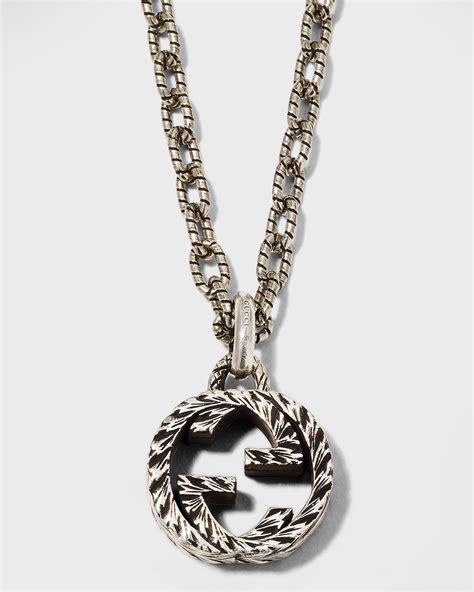 gucci interlocking silver necklace|gucci interlocking g necklace men's.